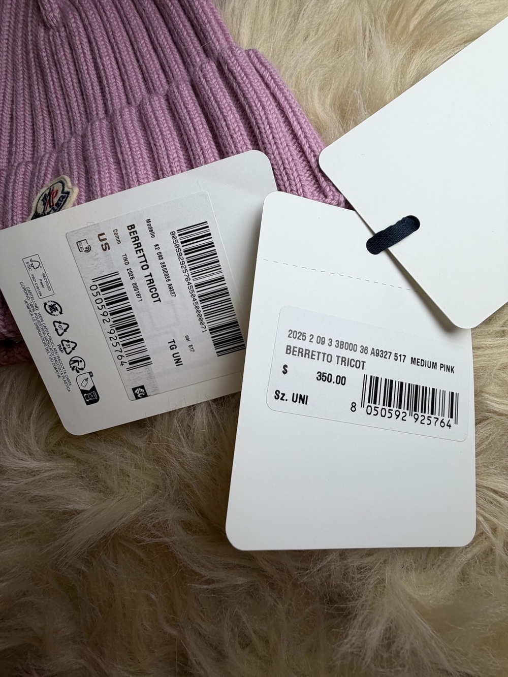 Moncler Logo Patch Rib Wool Beanie - Picture 3 of 5